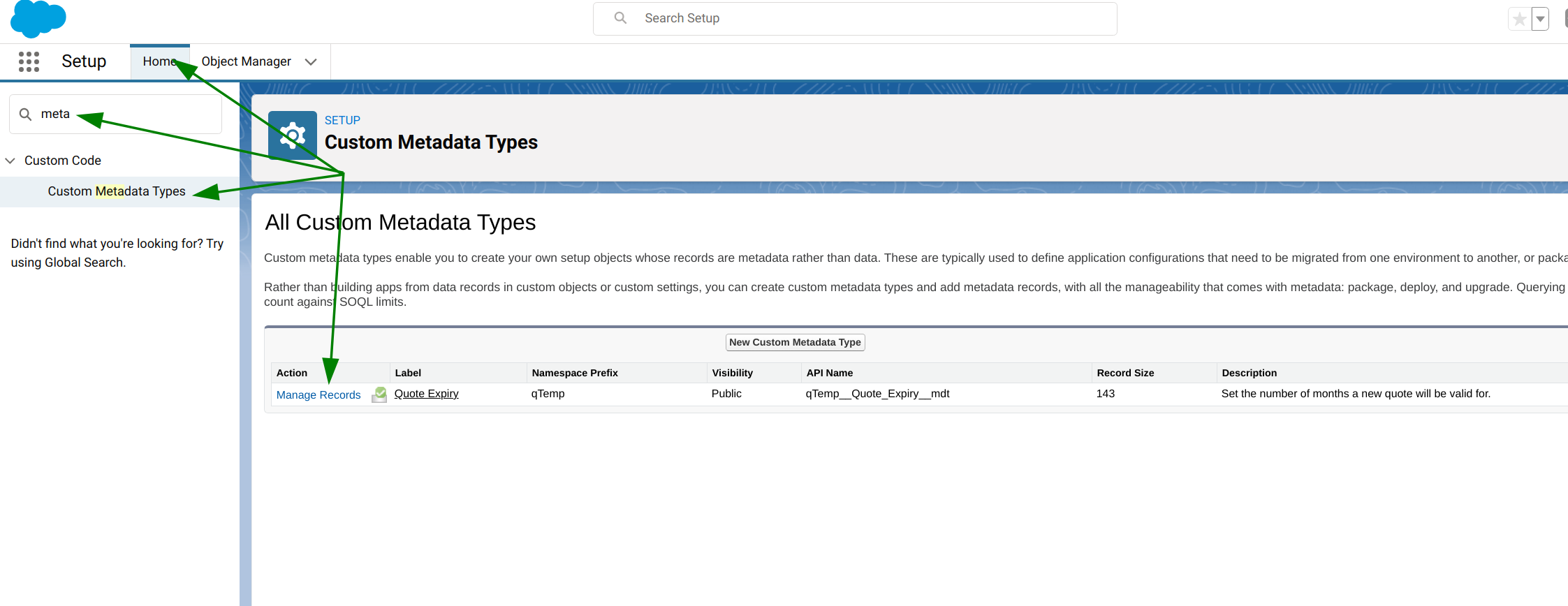 Access Metadata Types