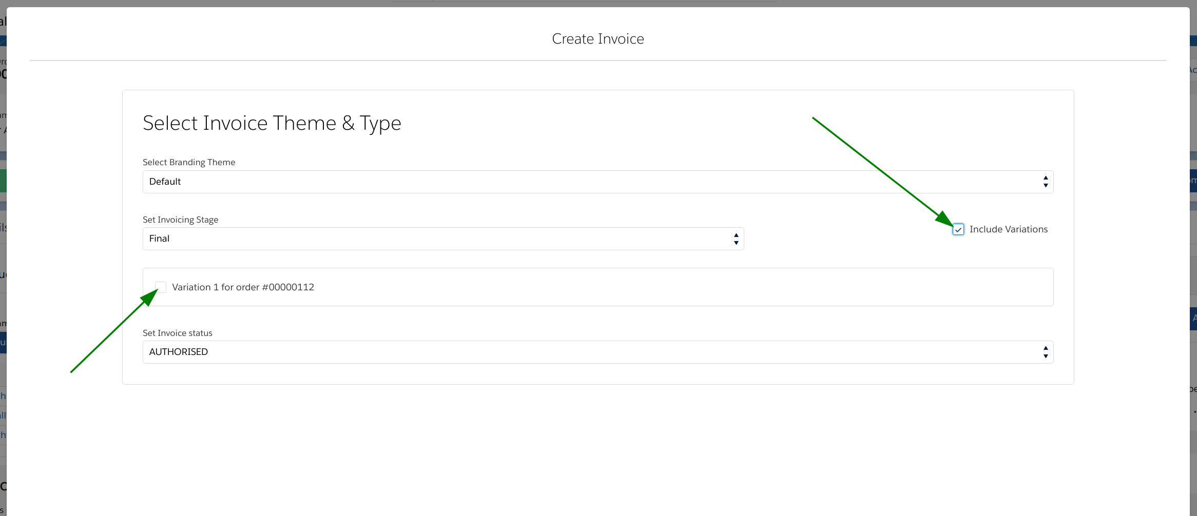 Select Invoice Type