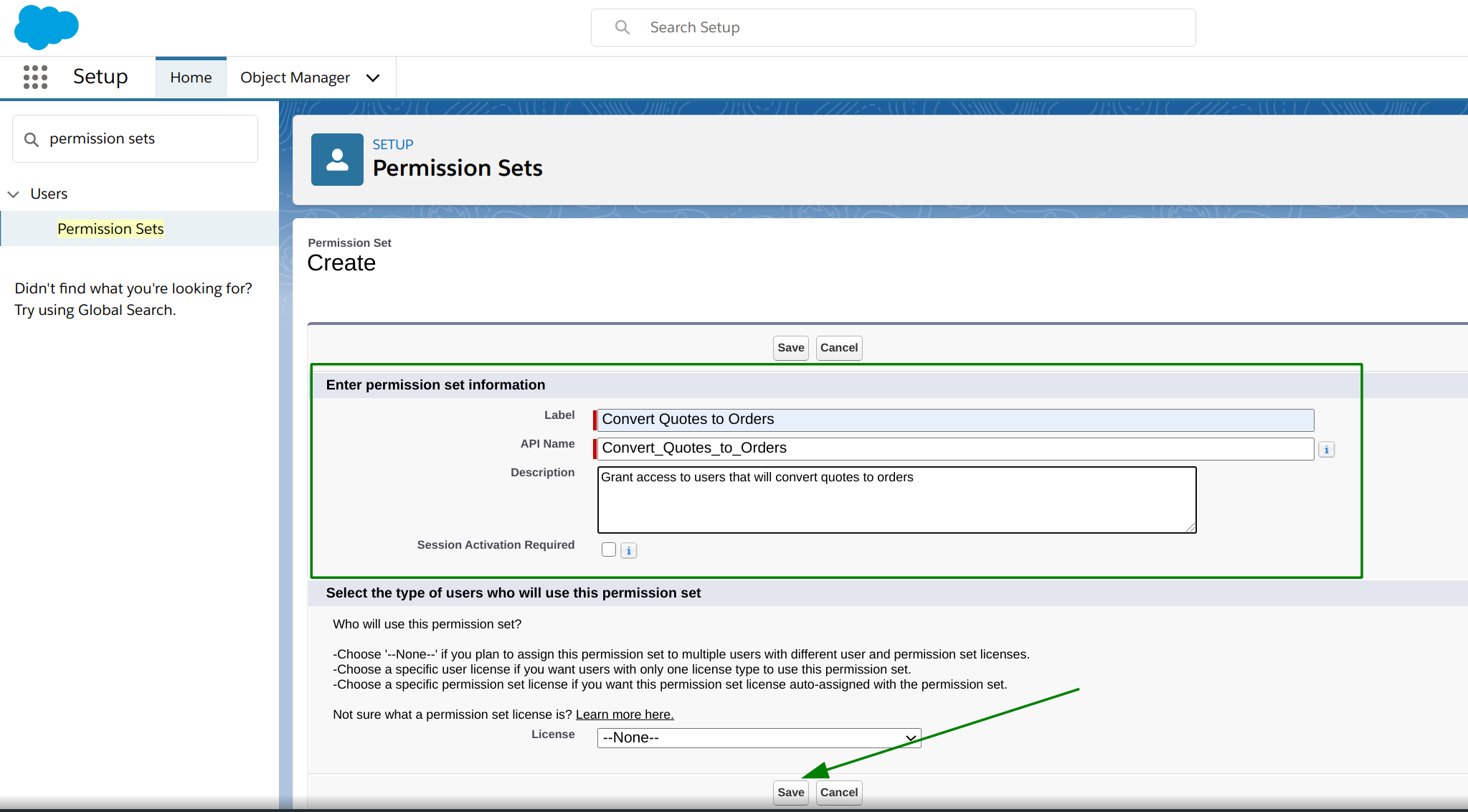 create permission sets