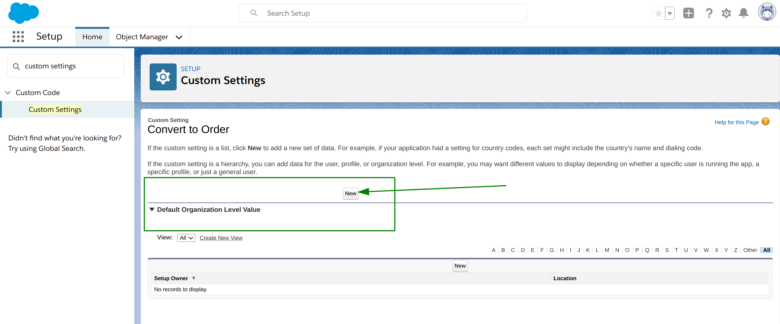 org wide settings