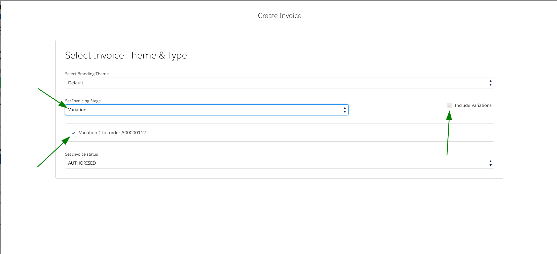 Select Invoice Type